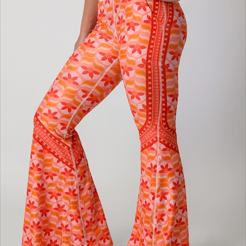 Yoga Democracy Peach Out Bell Bottoms Small